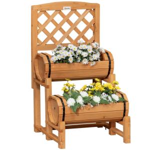 Outsunny Hochbeet Holz Blumenkasten mit Rankhilfe 45 x 45 x…