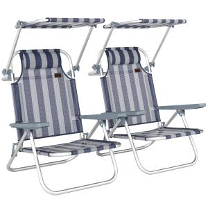 Outsunny 2er-Set klappbare Strandstühle mit verstellbarem S…