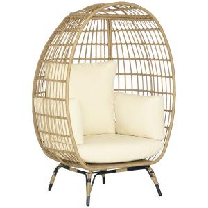 Outsunny Rattansessel Korbform mit Sitzkissen erhöhter Gart…