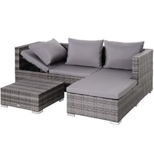 Outsunny Gartenmöbel Set 3-teilig  Sofa & Beistelltisch mit…
