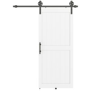 HOMCOM 213 cm Schiebetür im Landhausstil mit Schiene und Gr…