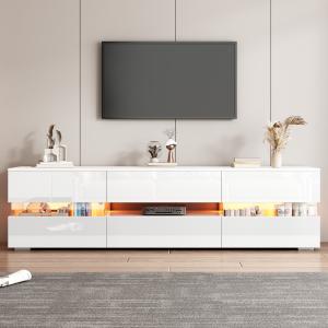 Moderner Hochglanz-TV-Schrank mit LED-Beleuchtung, offenes…