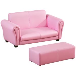HOMCOM Kindersessel mit Fußhocker  Rosa Kindercouch & Hocke…