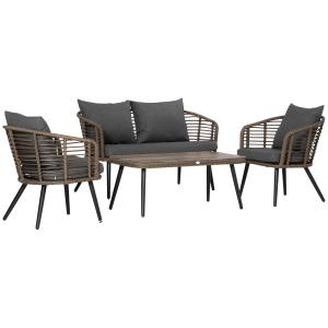 Outsunny Polyrattan Gartenmöbel Set für 4 Personen Rattenso…