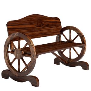 Outsunny Gartenbank Holz, 2-Sitzer Sitzbank mit Rücken- und…