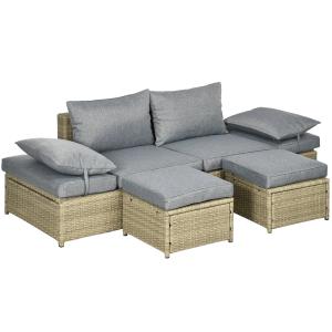 Rattan Gartenmöbel-Set Gartengarnitur mit Kissen 2x Sofa 2x…