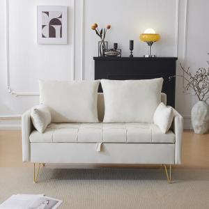 Modernes Polsterbank-Sofa aus Samt mit Stauraum und Kissen,…