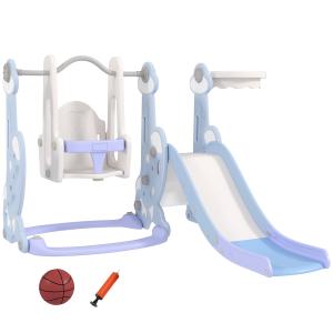 AIYAPLAY Rutsche 4-in-1 Kinderrutsche mit Schaukel, Basketb…