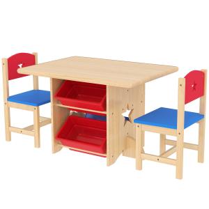 AIYAPLAY Kindertisch mit 2 Stühlen, 3-teiliges Set aus Holz…