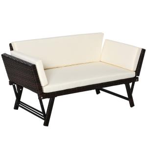 Outsunny Polyrattan Gartensofa 2 Sitzer klappbar Gartenmöbe…