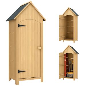 Outsunny Geräteschuppen Gartenschrank Holz mit Giebeldach 7…
