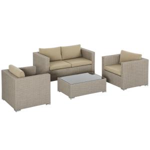 Outsunny Polyrattan Gartenmöbel Set für 4 Personen, Loungem…