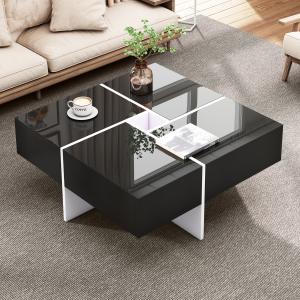 Eleganter Hochglanz-Couchtisch mit integriertem Staufach un…