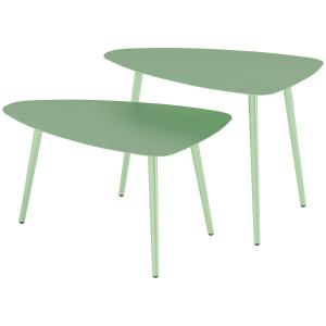 Outsunny Set aus 2 Garten-Couchtischen, dreieckige Nesting-…