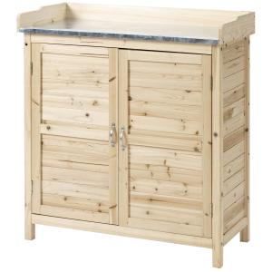 Outsunny Gartenschrank, Pflanztisch mit Unterschrank, Holz,…