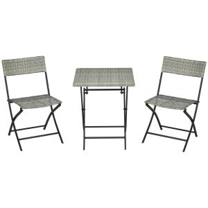 Outsunny 3tlg Rattan Balkonmöbel-Set Bistro-Set mit 2 Klapp…