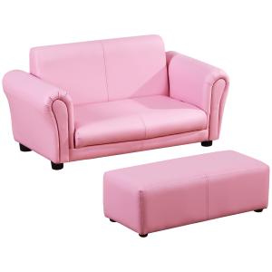 HOMCOM Kindersessel mit Fußhocker  Rosa Kindercouch & Hocke…