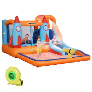 Outsunny aufblasbare Hüpfburg, Spielburg mit Rutsche für 4…