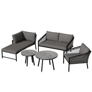Garten Lounge Set, Modernes Outdoor Sofa Set mit Handgewebt…