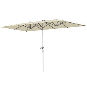 Outsunny Doppelsonnenschirm mit Kurbel 451 x 264 cm, UV Sch…