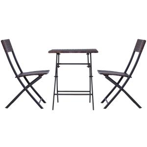 Outsunny Polyrattan Bistroset für 2 Personen, Rattan Sitzgr…