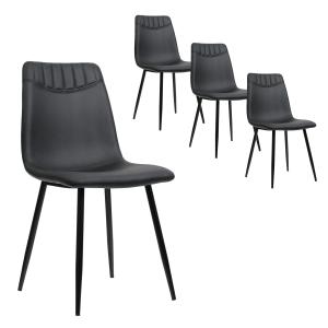 Set aus 4 modernen ergonomischen Esszimmerstühlen aus Kunst…