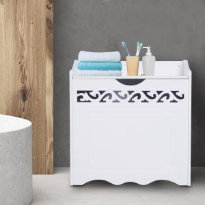 HOMCOM® Badschrank Wäschekorb mit Deckel MDF Weiß 55 x 34 x…