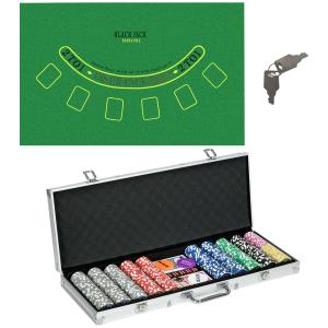 SPORTNOW Pokerkoffer Set, 500 Pokerchips 11,5 Gramm, Pokers…