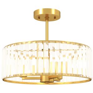 HOMCOM Kristall Deckenleuchte, Deckenlampe Hängend mit 3 x…