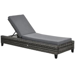 Outsunny Polyrattan Gartenliege mit Kissen 5-stufig verstel…