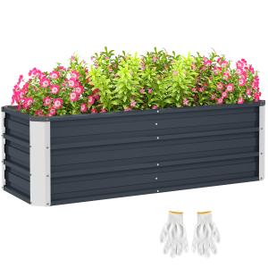 Outsunny Hochbeet aus Stahl Gartenbeet Pflanzkasten 125x47x…