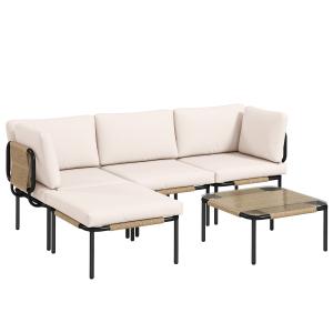 Outsunny Polyrattan Gartenmöbel Set 5-teilig Lounge Set mit…