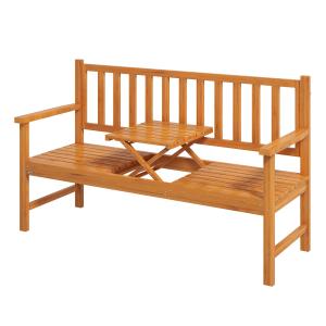 Outsunny Gartenbank 3-Sitzer Sitzbank Tisch Armlehne Holzba…