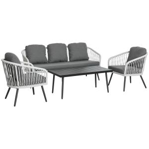 Outsunny Polyrattan Gartenmöbel Set für 5 Personen, Sitzgru…