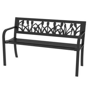 Outsunny Gartenbank aus Stahl, 2-Sitzer Gartenbank mit verz…