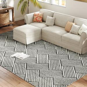 HOMCOM Teppich Wohnzimmer 230 x 160 cm kurzer Flor, maschin…