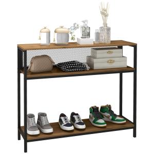 HOMCOM Konsolentisch, Flurtisch mit 2 Regalen, Flurkonsole…
