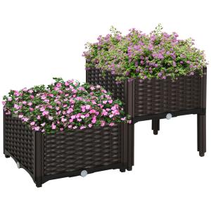 Outsunny Hochbeet Doppelter Pflanzkasten Rattan-Look 80x40x…