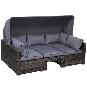 Outsunny Garten Lounge Set Rattan Lounge Set Sitzgruppe mit…