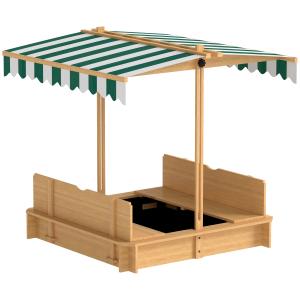 Outsunny Sandkasten 106x106 cm Kinder Sandbox mit höhenvers…