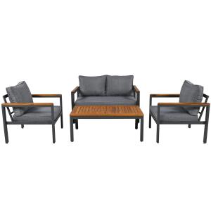 4-teiliges Gartenmöbel-Set mit verzinktem Stahlrahmen, 2-Si…