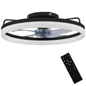 HOMCOM LED Deckenleuchte mit Ventilator, Dimmar Ø50 cm Deck…