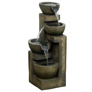Outsunny Gartenbrunnen Springbrunnen mit 4 Stufen einstellb…