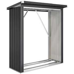 Outsunny Kaminholzregal Außen Stahl 150 x 66,5 x 150 cm erh…