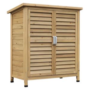 Outsunny Gartenschrank Holz Gerätehaus mit Pultdach und Lam…