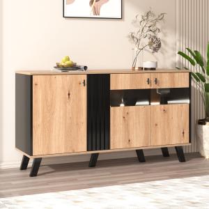 Designer-Sideboard mit LED-Beleuchtung und Glastüren, viels…