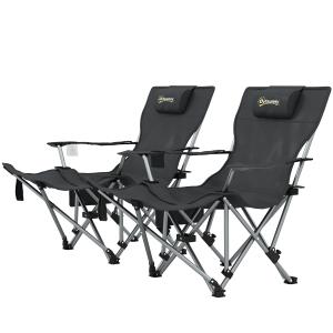 Outsunny 2er Set Campingstuhl faltbar Angelstuhl mit abnehm…