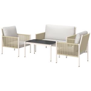 Outsunny Gartenmöbel Set aus Polyrattan Lounge-Set mit 2er…