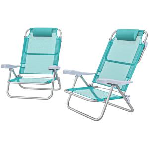 Outsunny Set aus 2 klappbaren Gartenstühlen tragbarer Angel…