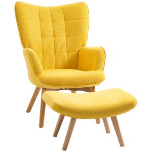 HOMCOM Relaxsessel Loungesessel Ohrensessel mit Hocker in G…